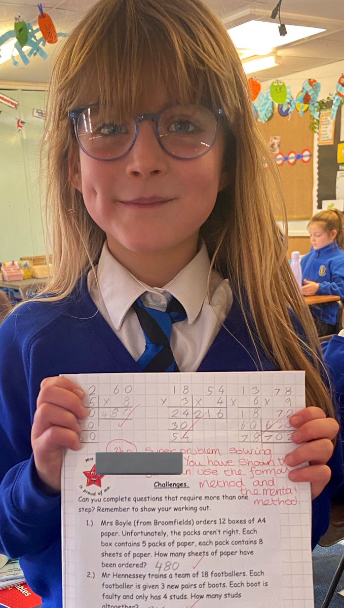 BroomfieldsJnr's tweet photo. A visit to Mrs Morris-Brown for this pair of dedicated mathematicians. They wanted to stay & work out the problems when it was their lunchtime break! Well done for showing perseverance, resilience & happiness when problem solving ๐. #broomfieldsmaths #TcatPrimarymaths https://t.co/j7OFHH0bNH