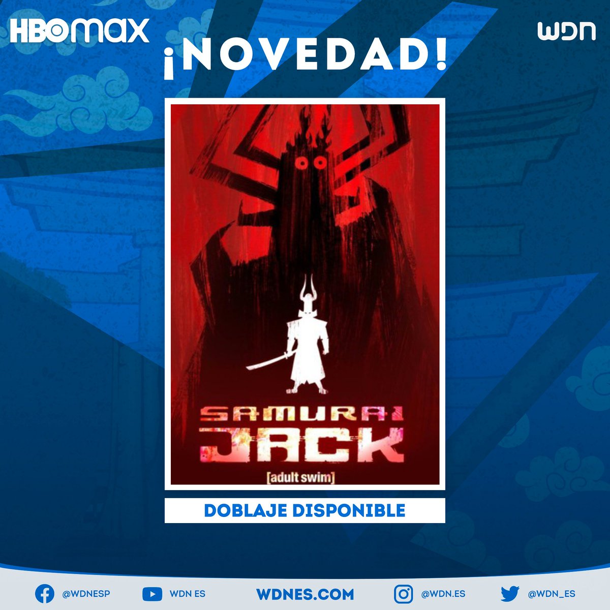 wdn_es's tweet photo. 🎙️ | Doblaje
¡HA VUELTO! 🔥🗡️
Los episodios 5, 9 y 10 de la quinta temporada de #SamuraiJack han ganado doblaje al español latino en HBO MAX con el regreso de Juan Guzmán como Jack. Se espera que el resto de episodios reciban doblaje en breve. #Doblaje #AdultSwim https://t.co/DsyYOreiyB