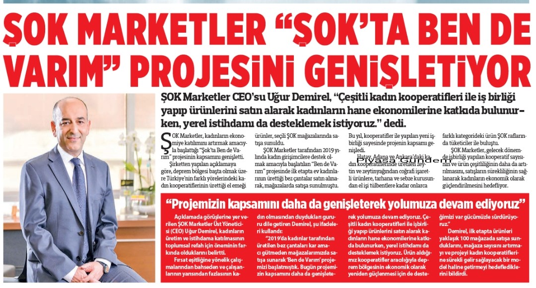 #SOKM ŞOK'ta Bende Varım Projesini Genişletiyor.

-Yenibirlik