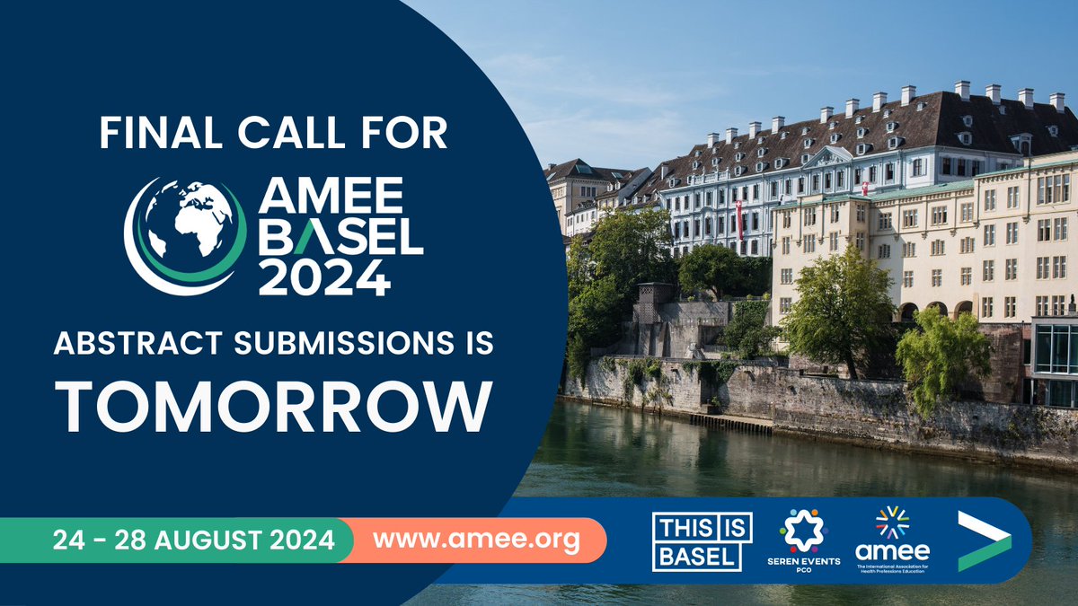 AMEE_community's tweet image. Abstract Deadline - AMEE 2024

This is your final opportunity to submit your abstract and contribute to AMEE 2024 - all abstract submissions must be uploaded by 2359hrs GMT Tomorrow.

Abstract Submission: ow.ly/oF3550Quj1o
 
#AMEE2024 #AbstractDeadline