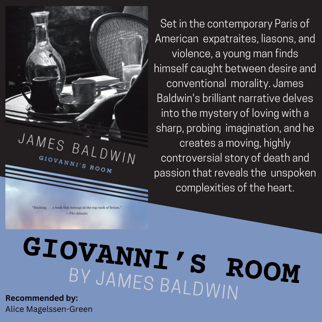 It's Tuesday and so we have another recommendation to add to our weekly Booked&Busy Series. For this week, we have a recommendation for James Baldwin's 'Giovanni's Room' from Alice Mageless-Green.