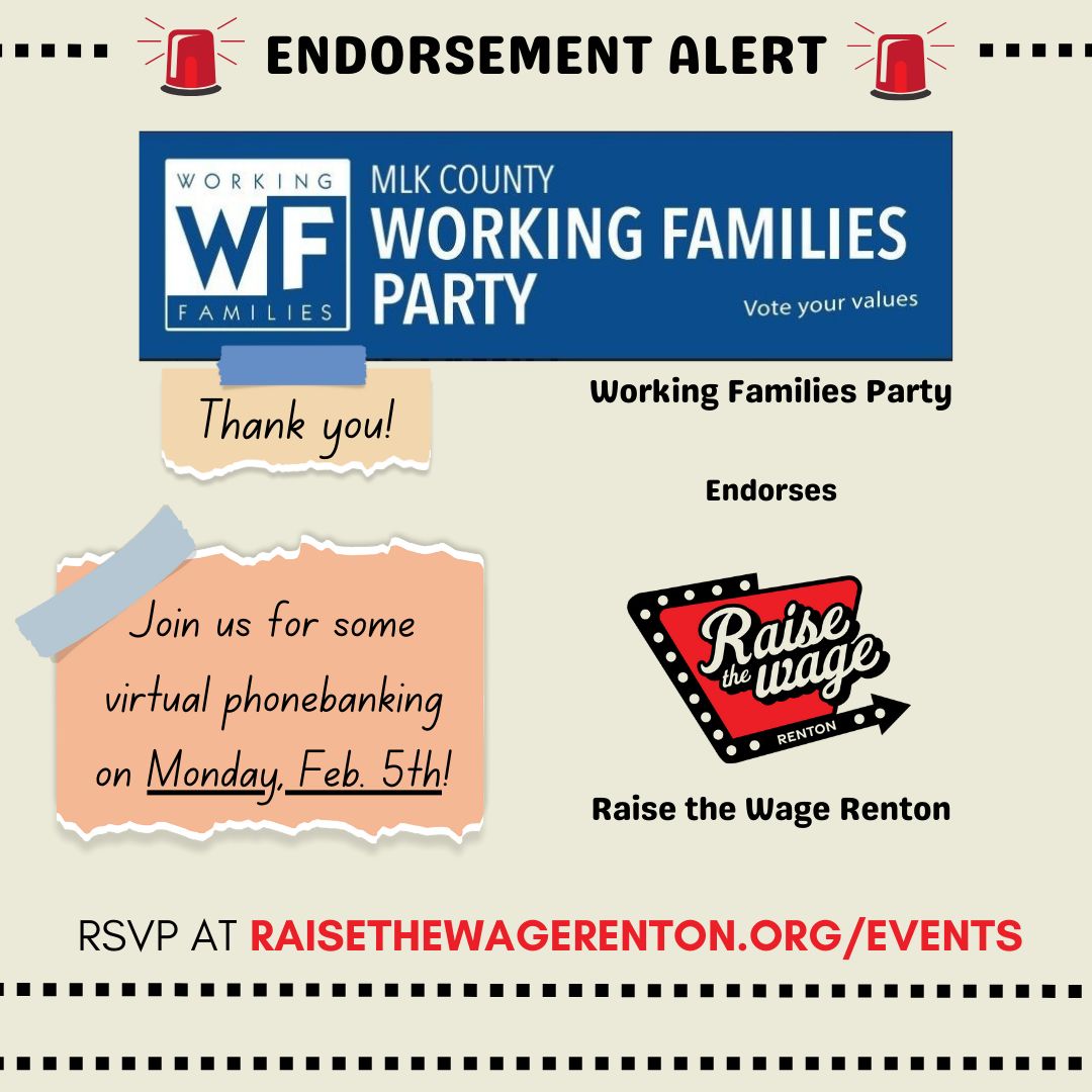 ENDORSEMENT ALERT! 🎉🚨 The Working Families Party (@WorkingFamilies, @WFP_WA) has endorsed Initiative Measure 23-02! WFP is a grassroots political organization & multiracial party coming together across our differences to make a better future for us all. Thank you!