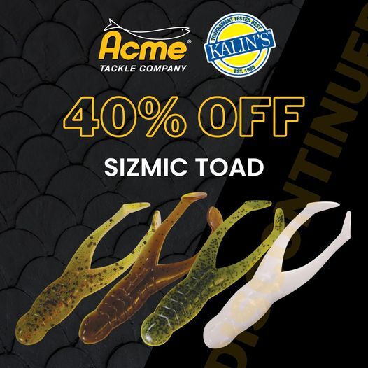 Acme Tackle on X: Save 40% off Kalin's Sizmic Toads right now