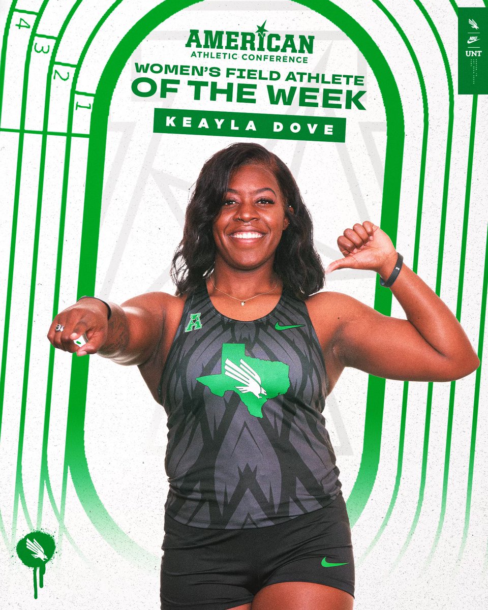 UNT Track & Field/Cross Country (@meangreentfxc) on Twitter photo Another week ➡️ another record broken ➡️ another <a href="/American_Conf/">The American</a> Field Athlete of the Week 💪
#GMG🦅 Another week ➡️ another record broken ➡️ another <a href="/American_Conf/">The American</a> Field Athlete of the Week 💪
#GMG🦅
