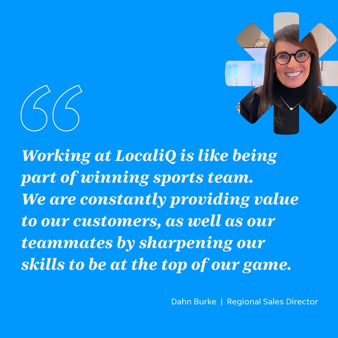 USAT_Network's tweet image. LocaliQ is #hiring! Working together to deliver value at every touch is one of the main highlights to our winning playbook. Ready to be a part of a winning team? Explore our career opportunities now: ecs.page.link/wPY4z
#careeropprotunities #jobopenings #teamwork #localiq