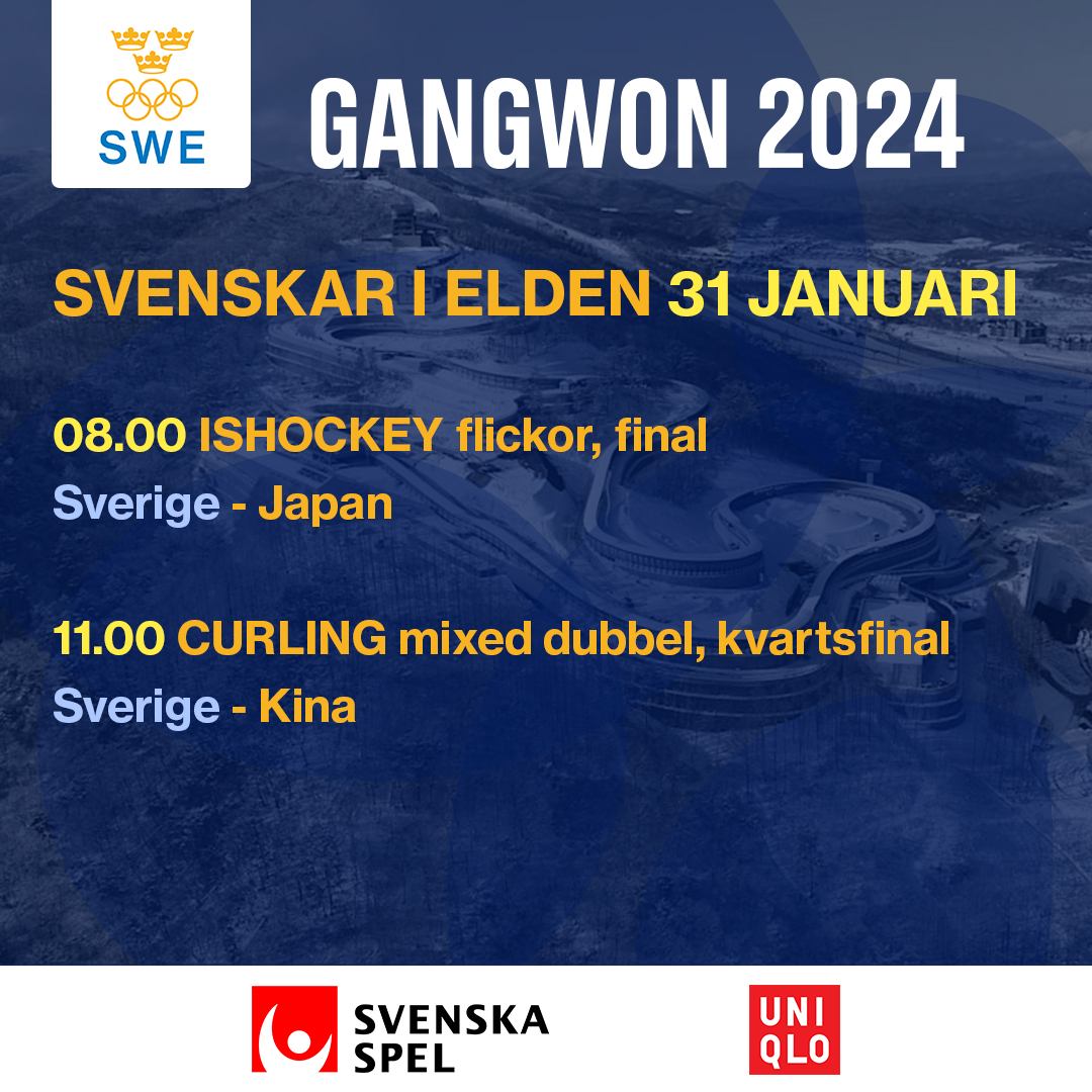 SVENSKAR I ELDEN, ONSDAG 31 JANUARI
Alla svenska tävlingstider och resultat från ungdoms-OS hittar du i tävlingsguiden, brnw.ch/21wGwEX

#sweolympic #gangwon2024  #svenskaspel och #uniqlo