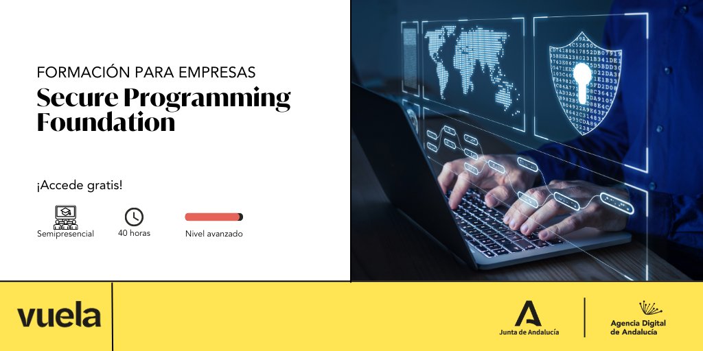 AndaluciaVuela's tweet photo. 🔐 ¿Te gustaría aprender a desarrollar software seguros y resistentes a ataques maliciosos? ¡Este curso online GRATUITO es para ti! 💻✨ Descubre los principios fundamentales de las aplicaciones web.

📆 15/02
✍🏻 https://t.co/YAAE0RGJuf 

#AndalucíaVuela #PrepárateyVuela https://t.co/e4fo4xw02e