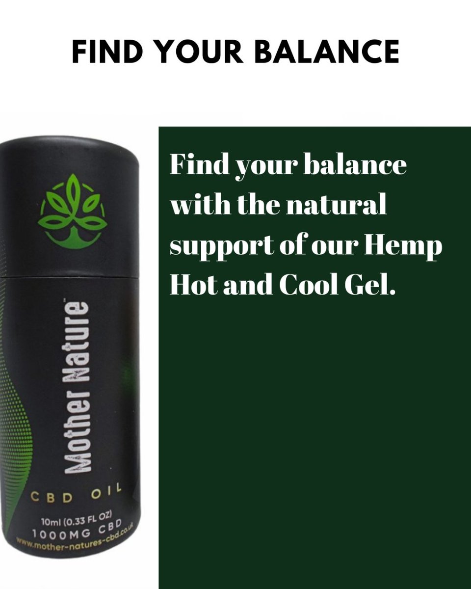 Find your balance with the natural support of our Hemp Hot and Cool Gel. #BalanceWithNature #HempWellness #BodyHarmony