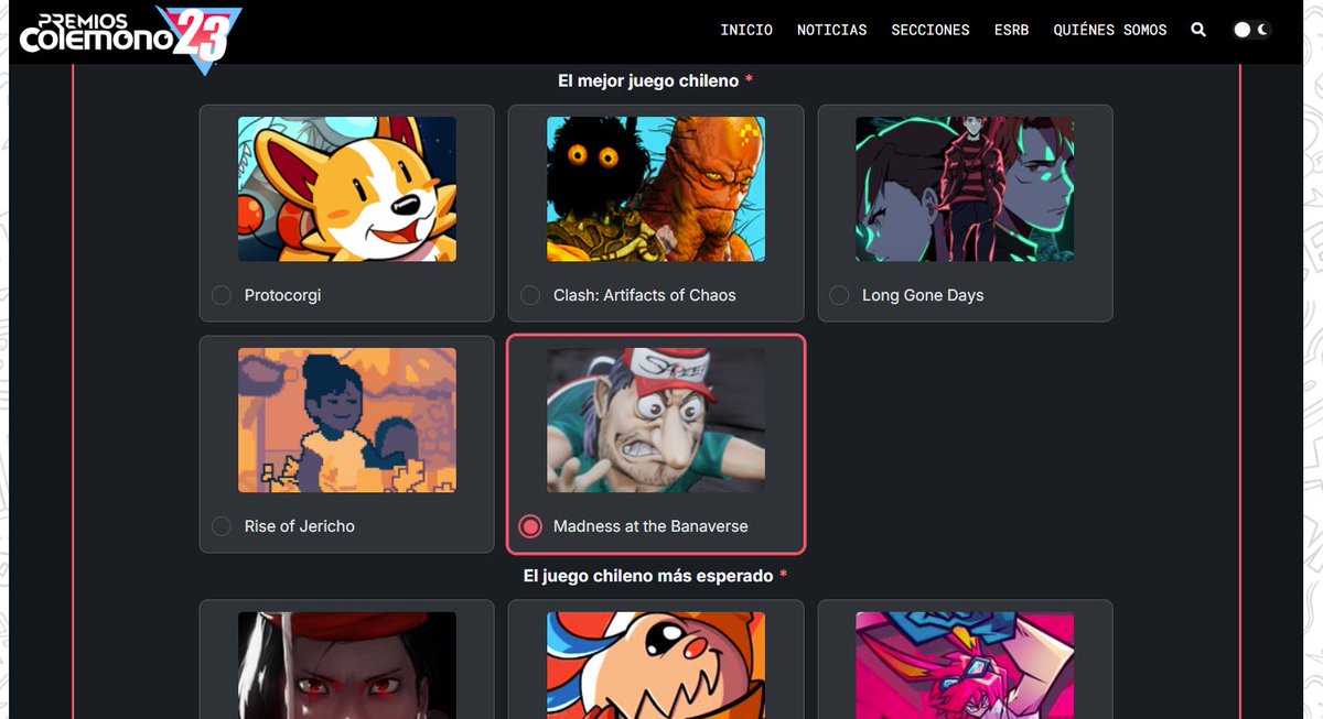 "Locuras en el Banaverso" nominated to the best Chilean Game! You can help us win this by voting down here:

colemono.com/premioscolemon…

Thanks #gamedevs!

#indiedev #indiegames #IndieGameDev #gamedevs #ゲーム制作 #ゲーム開発 #テレビゲーム #TrailerTuesday