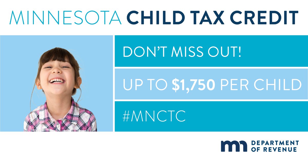 Minnesota Revenue on X: "The new Child Tax Credit, worth $1,750 per child, is available for parents to claim on their 2023 income tax returns. This refundable credit can be claimed even