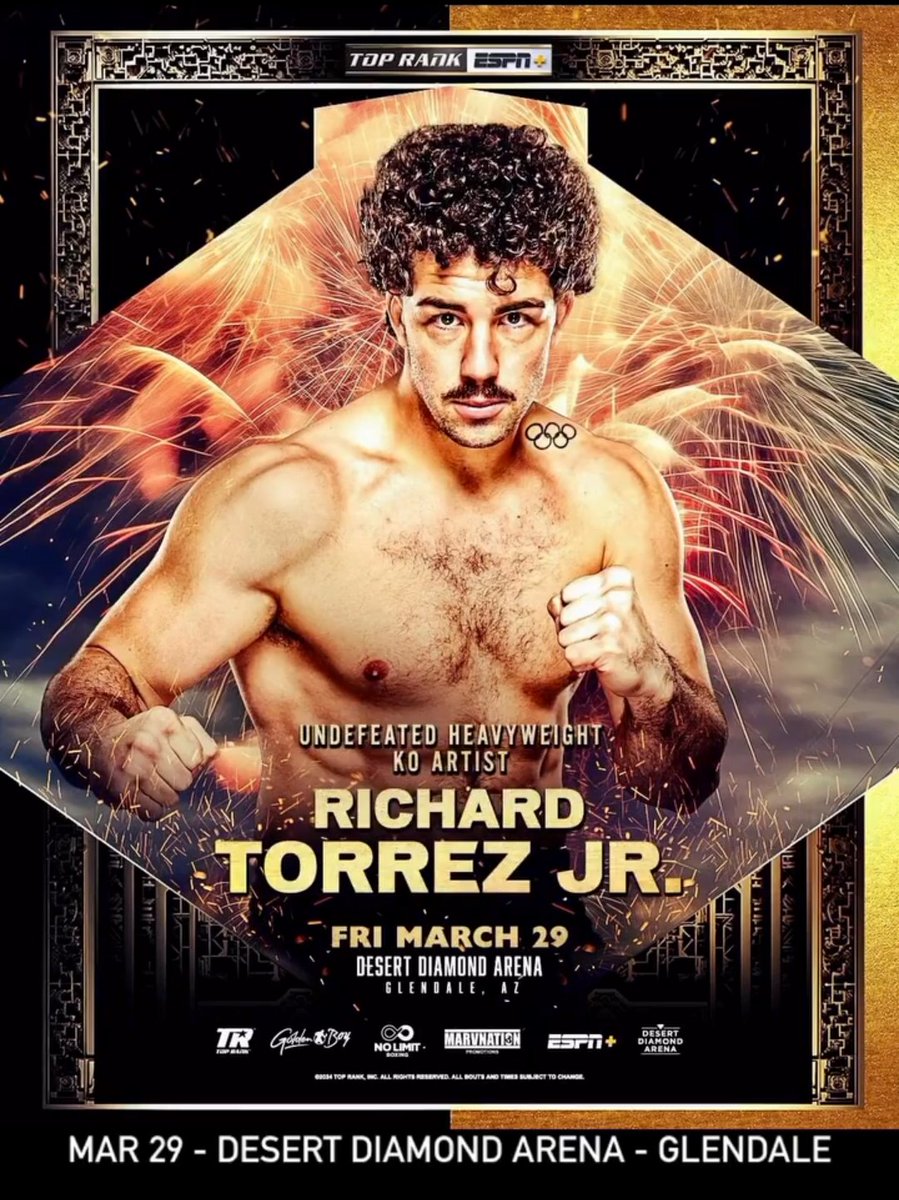#Toprankboxing line for March 29th in #Glendale Arizona #valdezwilson #emilianofvargas #RaymondMuratalla #RichardTorrezJr 
#boxing #boxeo