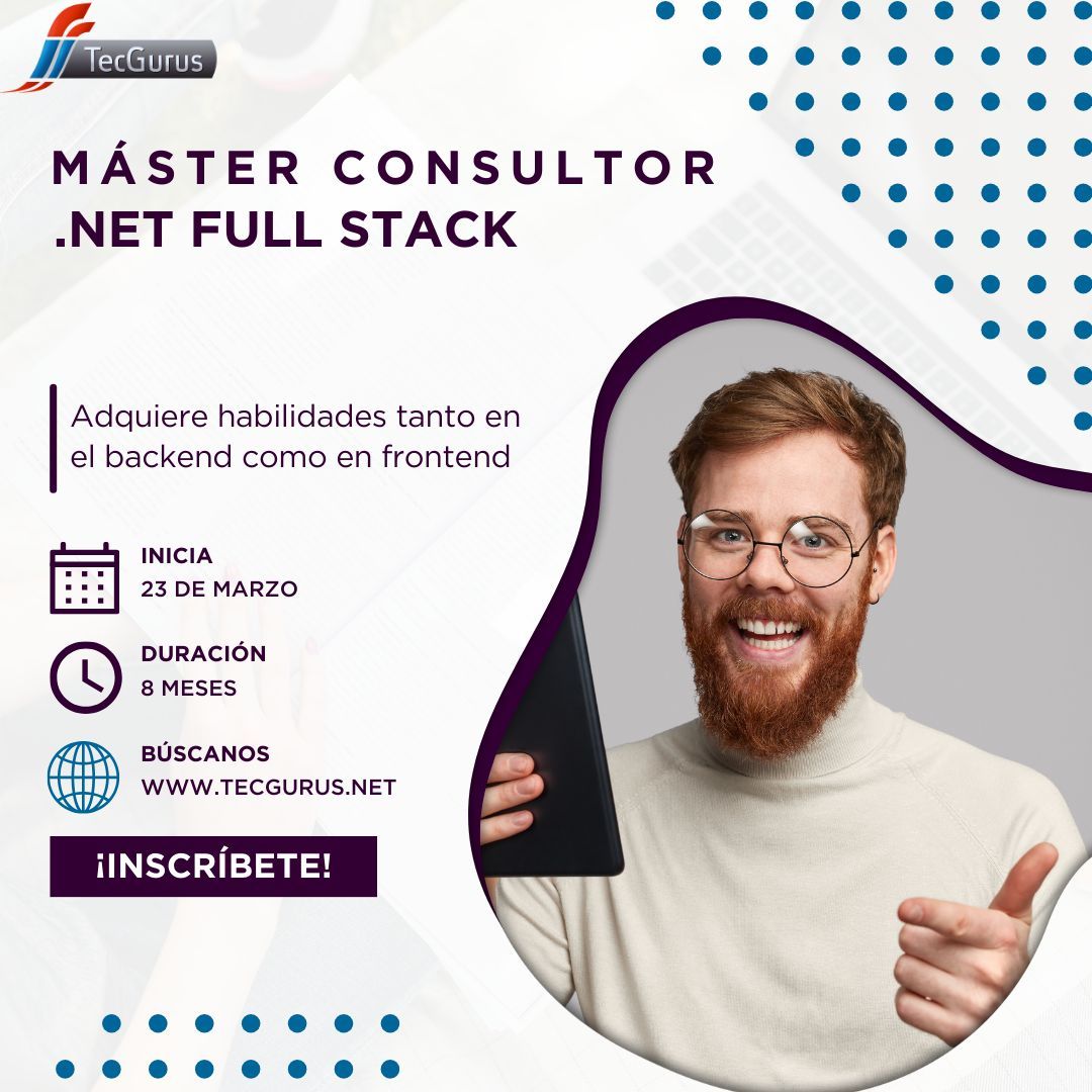 tecgurusnet's tweet image. 🚀 ¡Explora el mundo del desarrollo con nuestro Master Consultor .NET Full Stack! 

🎓¡Inscríbete ahora y al contratar recibirás clases de inglés sin costo, beca del 50% para tu próximo curso y más! 

Contáctanos : wa.link/c2p1k6

#NETFullStack #ConsultorNET #Inscríbete
