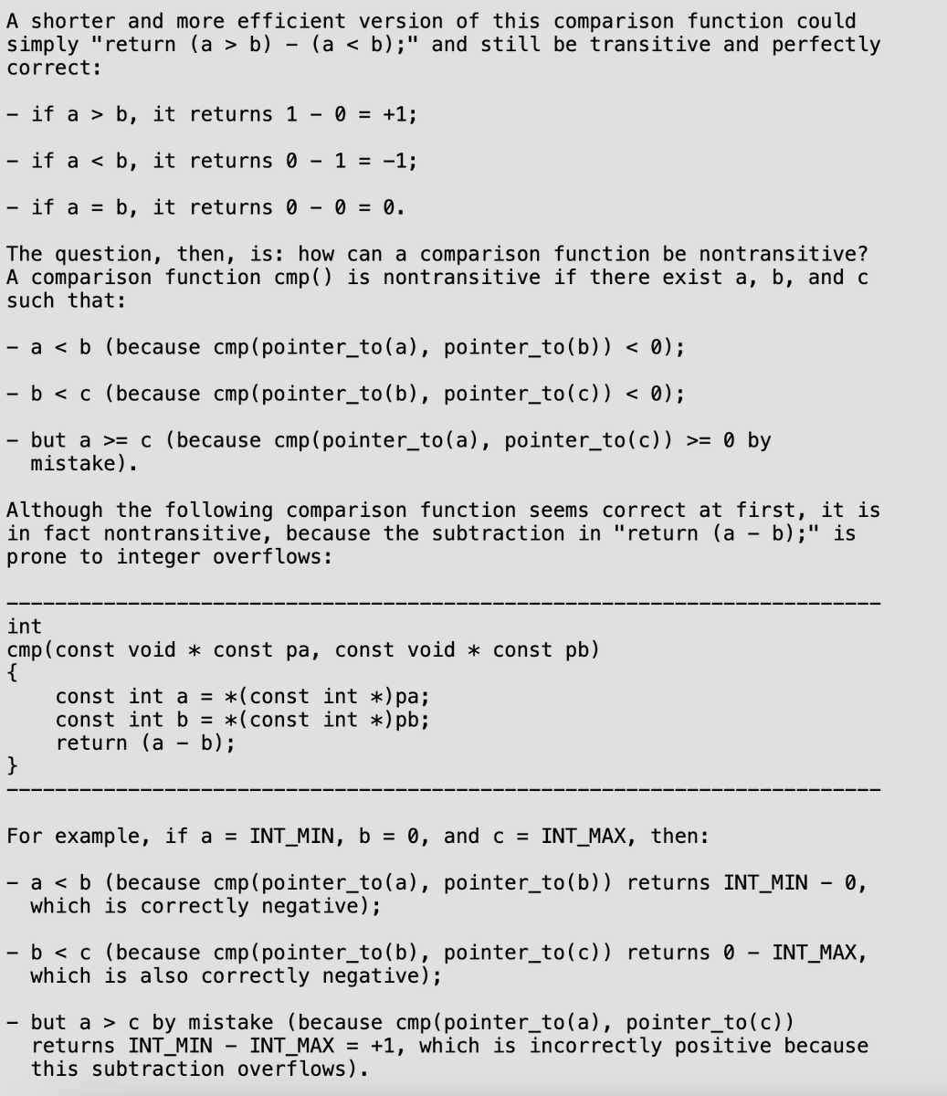 lukOlejnik's tweet photo. Security vulnerability in... qsort. Yes, the glibc's sort algorithm. It's all over the place on systems running the Internet. "All versions from at least September 1992 are affected". That makes it a more 32 years old bug. https://t.co/7SmpZz4cIs