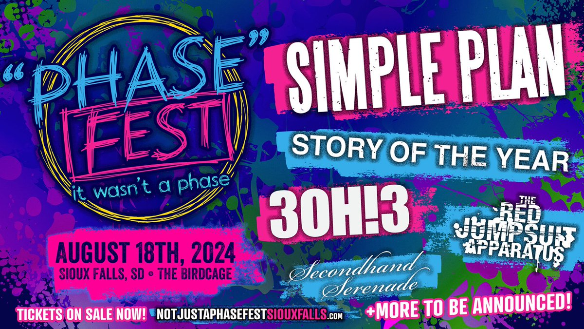 See you August 18th in Sioux Falls, SD 🤘🤘🤘

🎟️ notjustaphasefestsiouxfalls.com