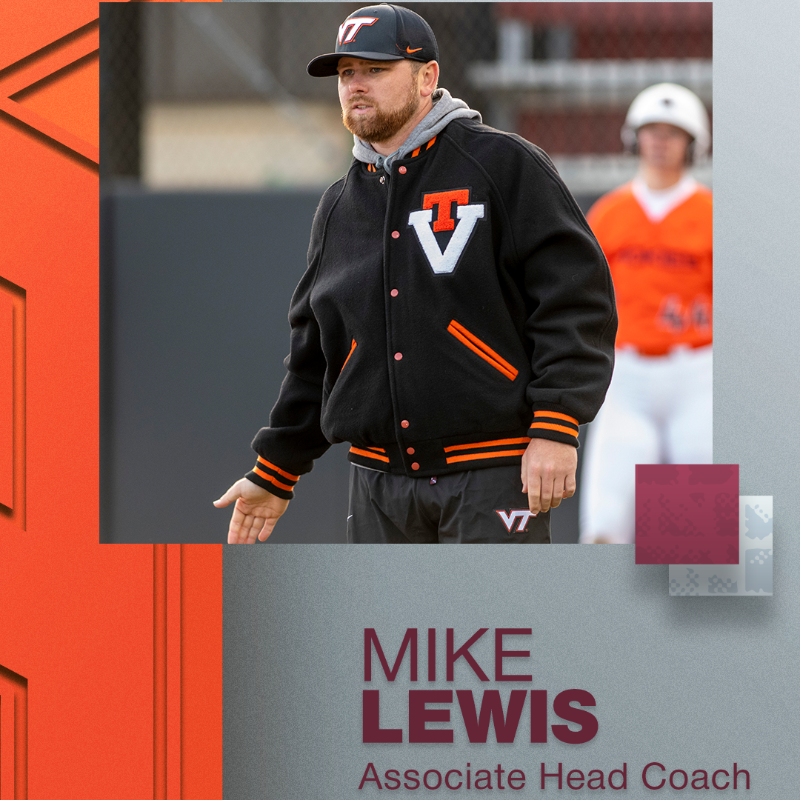 HokiesSoftball's tweet photo. Hokies announce the elevation of Mike Lewis to associate head coach.

#HokieNation🦃🥎