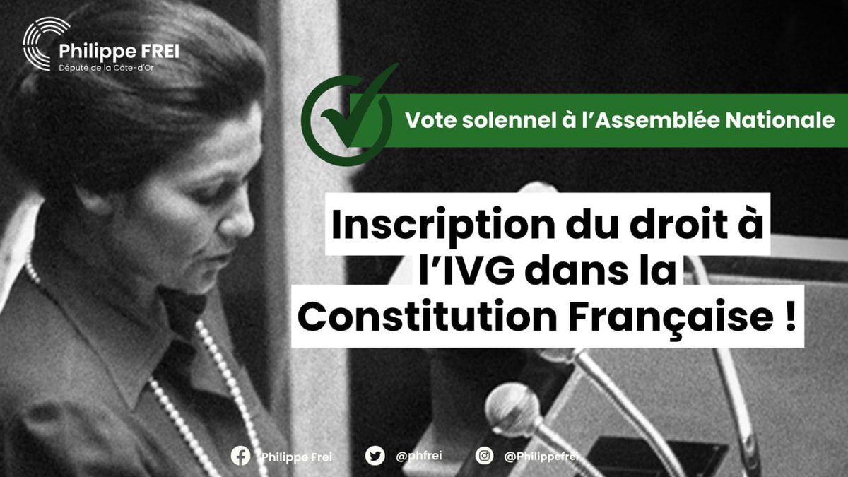phfrei's tweet photo. Une nouvelle étape de franchie ce soir à l’@AssembleeNat pour toutes les femmes ! Lors d’un vote solennel, nous venons d’adopter en première lecture et à une très large majorité le #PJLC visant à graver dans notre Constitution la liberté de recourir à l’#IVG ! 👏#DirectAN https://t.co/zuqiRukvcl