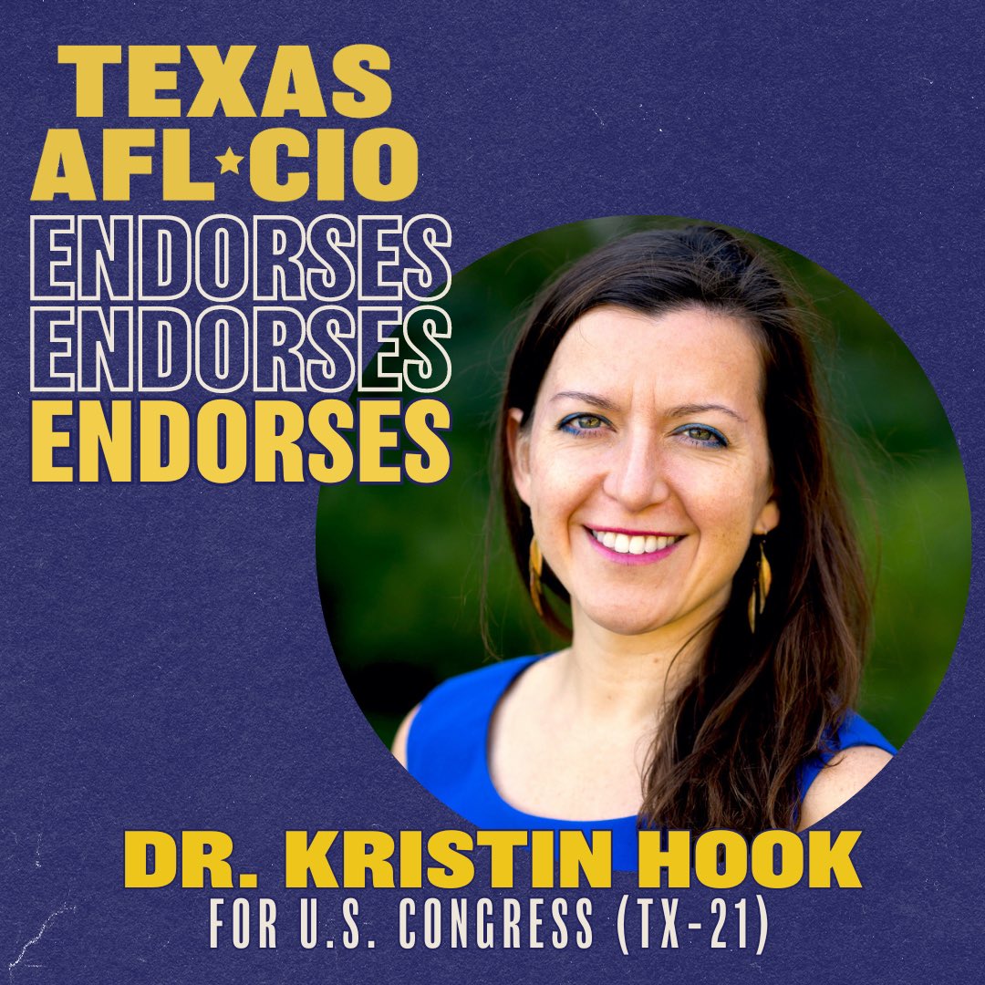 It’s an honor to receive the endorsement of the Texas AFL-CIO COPE – representing 240,000 affiliated union members!

I’m ready to fight for all of the working people who keep Texas running!!! 

#LaborVotes #TXUnionStrong #1u