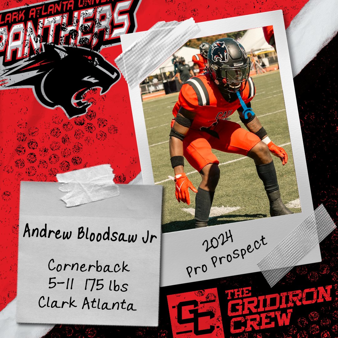 Gridiron_Crew's tweet photo. ⚠️ Attention Pro Scouts, Coaches, and GMs ⚠️

You need to look at 2024 Pro Prospect, Andrew Bloodsaw Jr @_Drew_8, a CB from @CAU_Football

👀 See our Interview: https://t.co/Raw62Kfe73

#2024ProProspect #DraftTwitter #NFLDraft #NFL #CFLDraft #CFL #ProFootball 🏈 https://t.co/1WMP7zzVJO