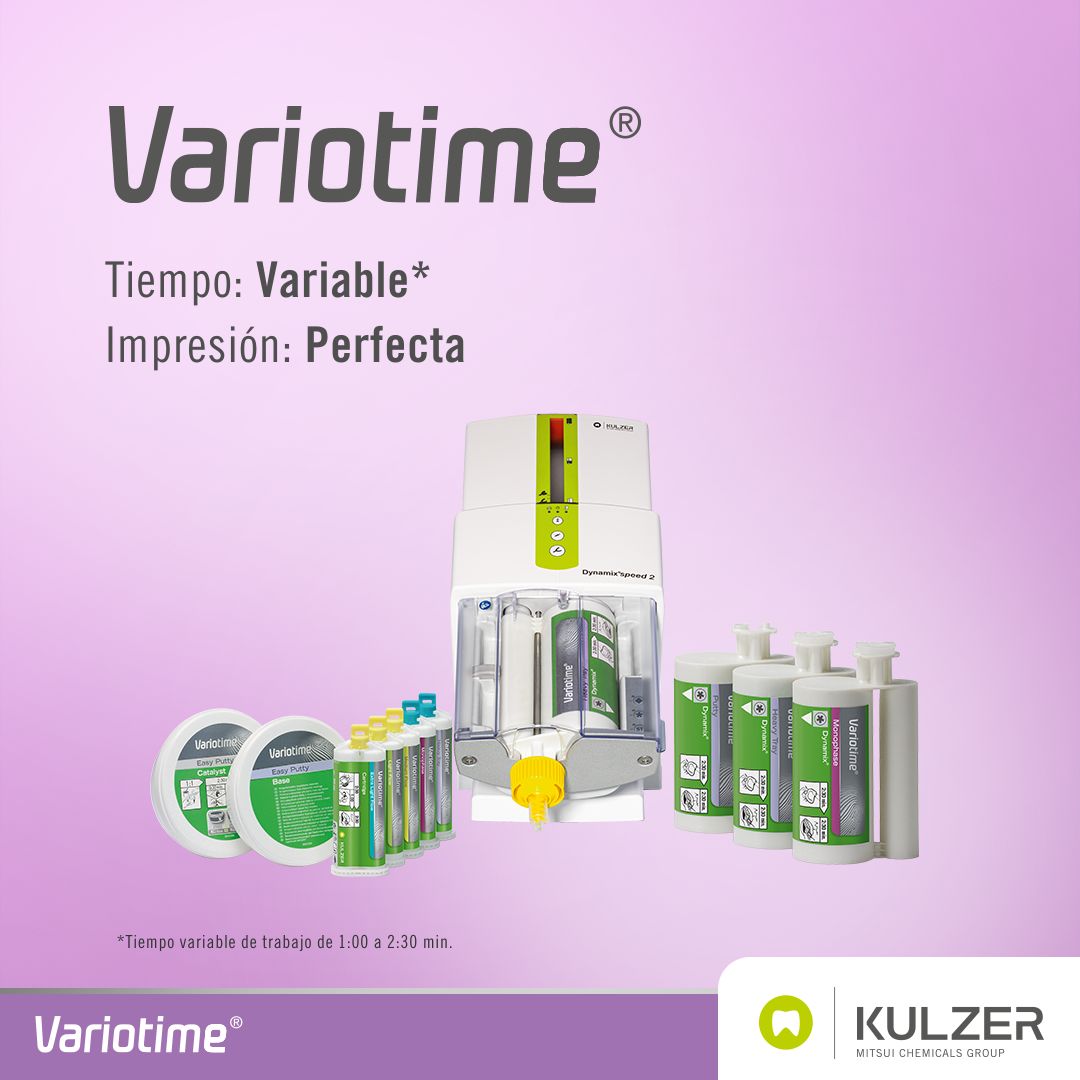 kulzermexico's tweet photo. ¿Te estresa tomar impresiones? cambia a #Variotime💜 es un sistema impresión de silicón tipo A.
Variotime te brinda un tiempo de trabajo variable que puede ser de 1 hasta 2:30 min.
#SomosKulzer #Kulzer 🦷💚 #Odontología https://t.co/ritobym0Jk