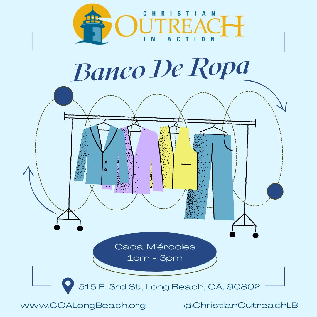 ✨ Friendly reminder! Our #ClothingBank is open every #Wednesday from 1pm to 3 pm! We've got a stylish array of clothing for all ages! 👚#COAcares #CaliforniaNonprofit