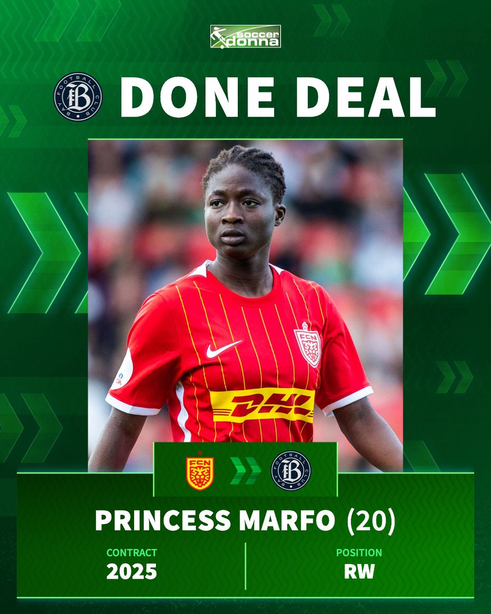 soccerdonna's tweet image. Bay FC has signed Princess Marfo 🤝
The Ghanaian international joins Bay FC from FC Nordsjælland in the NWSL. She signs until the end of 2025 with an option for a further season.

#BayFC #PrincessMarfo #NWSL