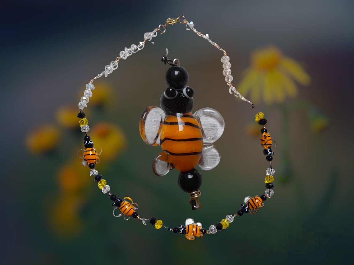 Excited to share the latest addition to my #etsy shop: Honey bee glass beaded necklace, Bee necklace, glass bees beaded necklace, honey bee jewelry, insect necklace, bee themed jewelry etsy.me/3UlKotI #honeybeenecklace #beejewelry #beenecklace
