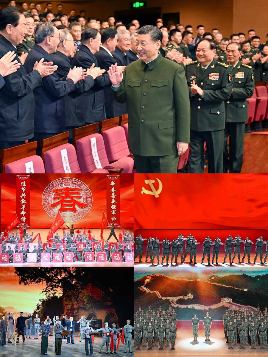 ninadn21's tweet photo. President Xi extended New Year greetings to the military veterans, &amp; attended a gala held by the Central Military Commission for them in Beijing, Jan 29. They looked back together on the major achievements made by the Party, the country &amp; the military over the past year. https://t.co/Pvzb3lyP2R