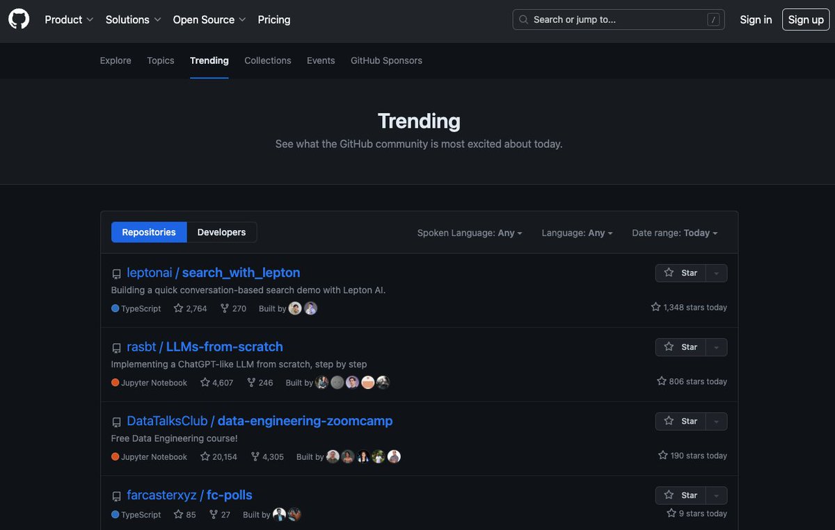 Congratulations to @LeptonAI for developing a conversational search app with just 500 lines of Python that’s currently #1 on @github. - Access the open-source code: twtr.to/Yrlwo - Learn about their technology: lepton.ai #AIInfrastructure #TechInnovation