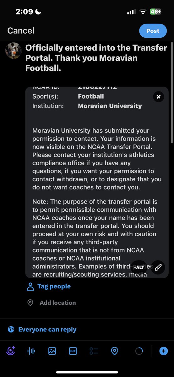 Tre Crenshaw (@tre_crenshaw3) on Twitter photo I have officially entered the Transfer Portal as a WR/ATH with 2 years of eligibility. Thank you Moravian! <a href="/Ravens_FB1862/">Ravenscroft Football</a> <a href="/MoravianFB/">Moravian Football</a> I have officially entered the Transfer Portal as a WR/ATH with 2 years of eligibility. Thank you Moravian! <a href="/Ravens_FB1862/">Ravenscroft Football</a> <a href="/MoravianFB/">Moravian Football</a>