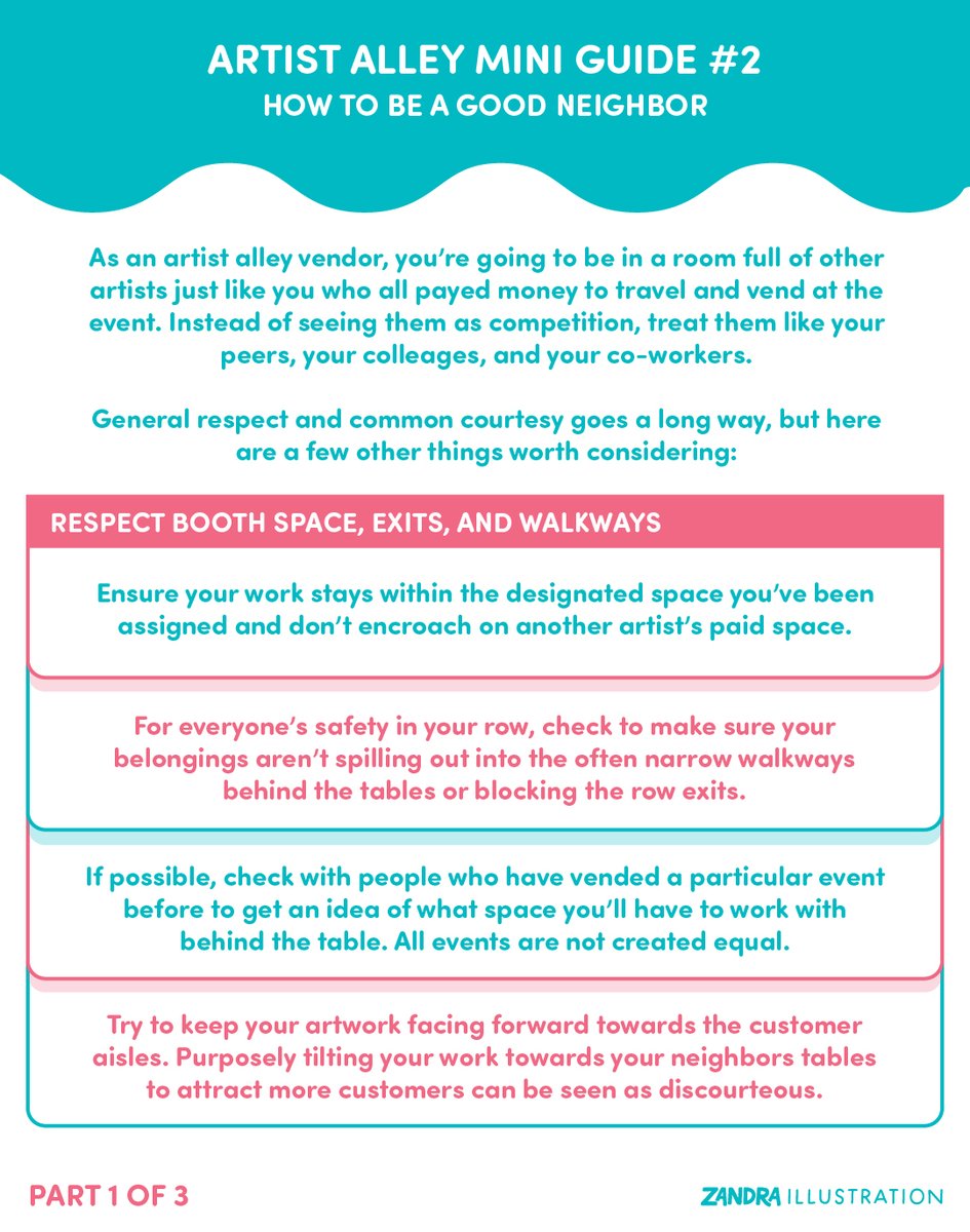 ZanofArc's tweet photo. Artist Alley Mini Guide #2: How To Be a Good Neighbor 🤝✨

a 🧵 https://t.co/fJVu5f1S0C