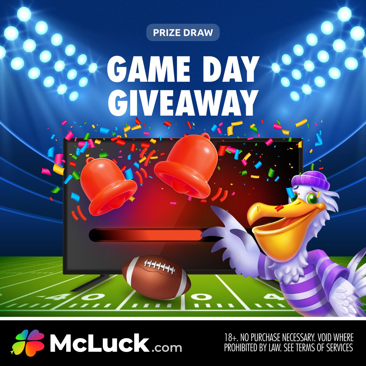 🏈⌛ Game Day Giveaway Reminder ⌛🏈

It's time to opt in for today's Game Day Giveaway! Who's ready to win a 50” TV or 20 Free SC Spins 📺🎉 Every Tuesday is your chance to WIN 🎁

Don't miss out 👉🏼 bit.ly/48Z0xsM

#McLuck #GameDayGiveaway