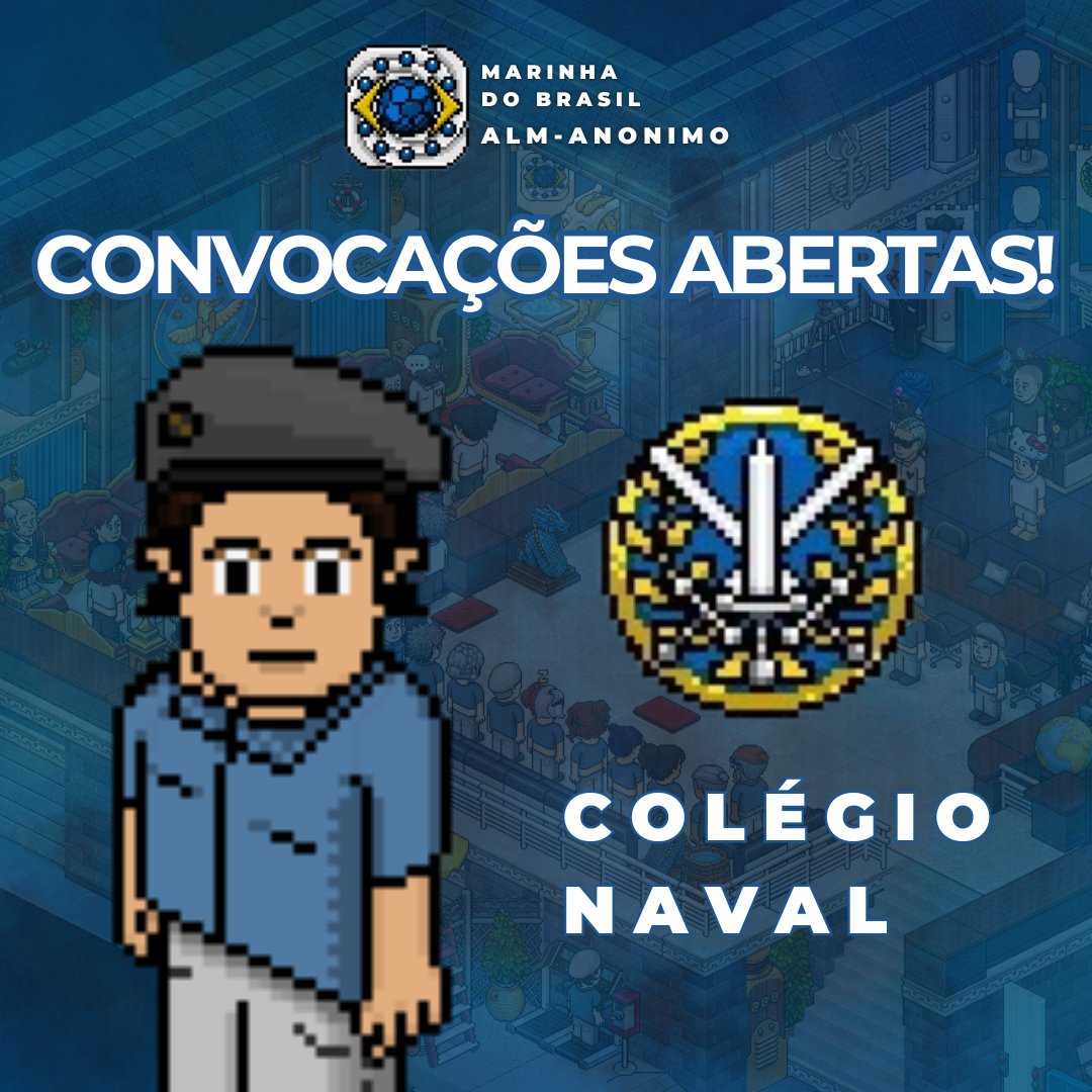marbrhb's tweet photo. Estamos com o 19º Colégio Naval aberto! Sejam firmes e boa sorte nessa nova jornada que se inicia. 🇲🇵

#habbo #RPGhabbo https://t.co/2fYlCPjH9g