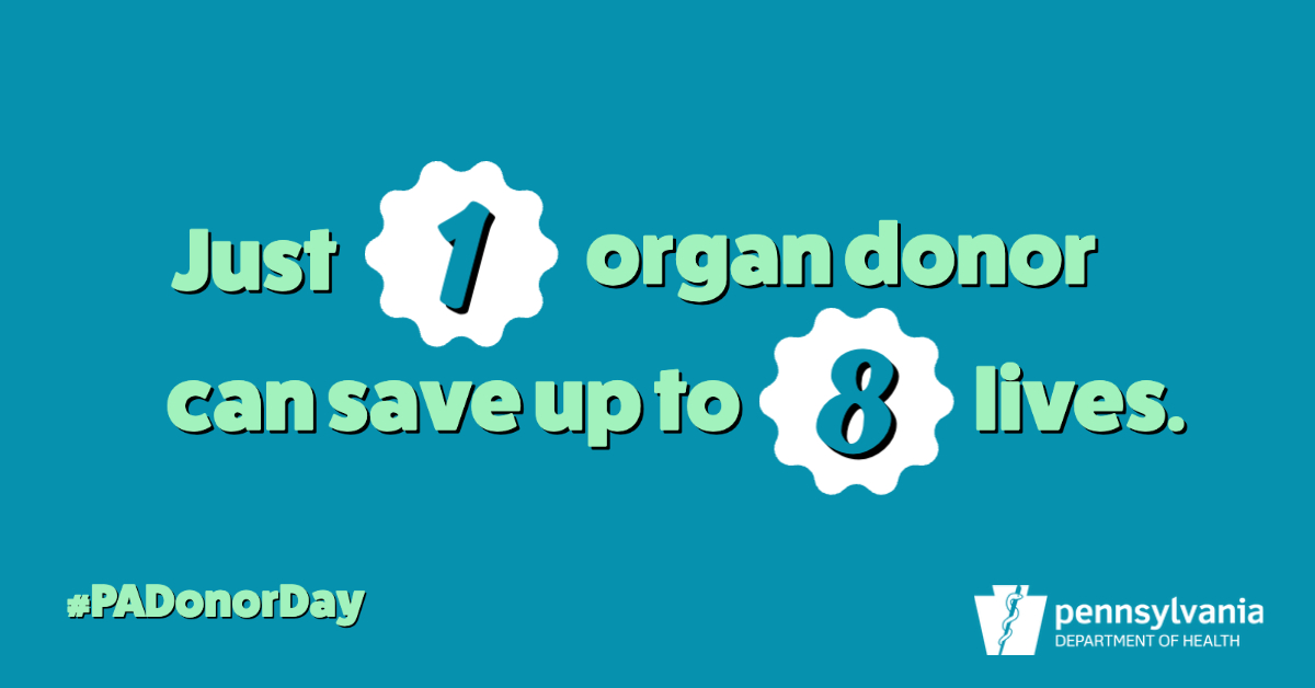 We're only one week away from #NationalDonorDay! Organ donors can save 8 lives + enhance the lives of 75 others through tissue donation. Learn how you can register to give the gift of life → donatelifepa.org