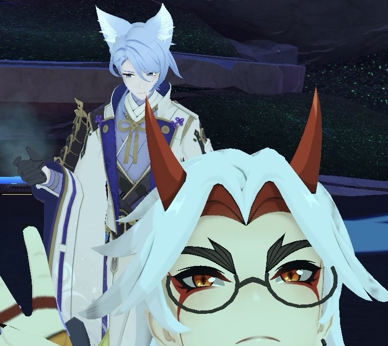 sorry for disappearing for a while, ive been trying to focus on schoolwork and other stuff,,, i don't have any art to offer at the moment, so take an old vrchat photo instead !! i am working on a couple things though, so i hope i finish them ^_^