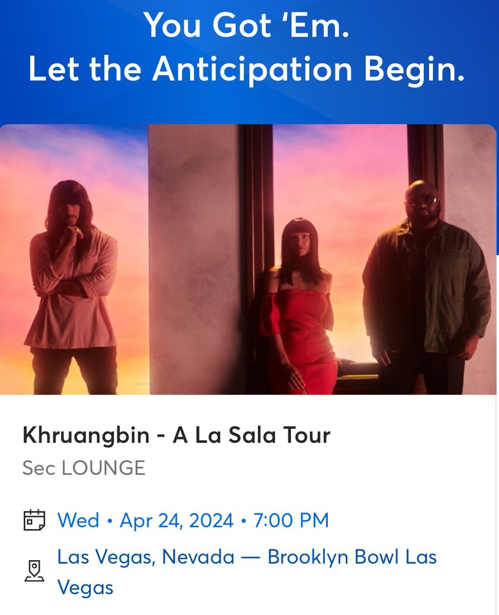 Y’all thought I was playing about going to both dates in Las Vegas for @Khruangbin #ALaSalaTour accompanied by @HermanosGMusic I had to do it 🕺🏻🪩 gonna be two nights full of great vibes and timeless sounds 🎸 see you soon @BBowlVegas