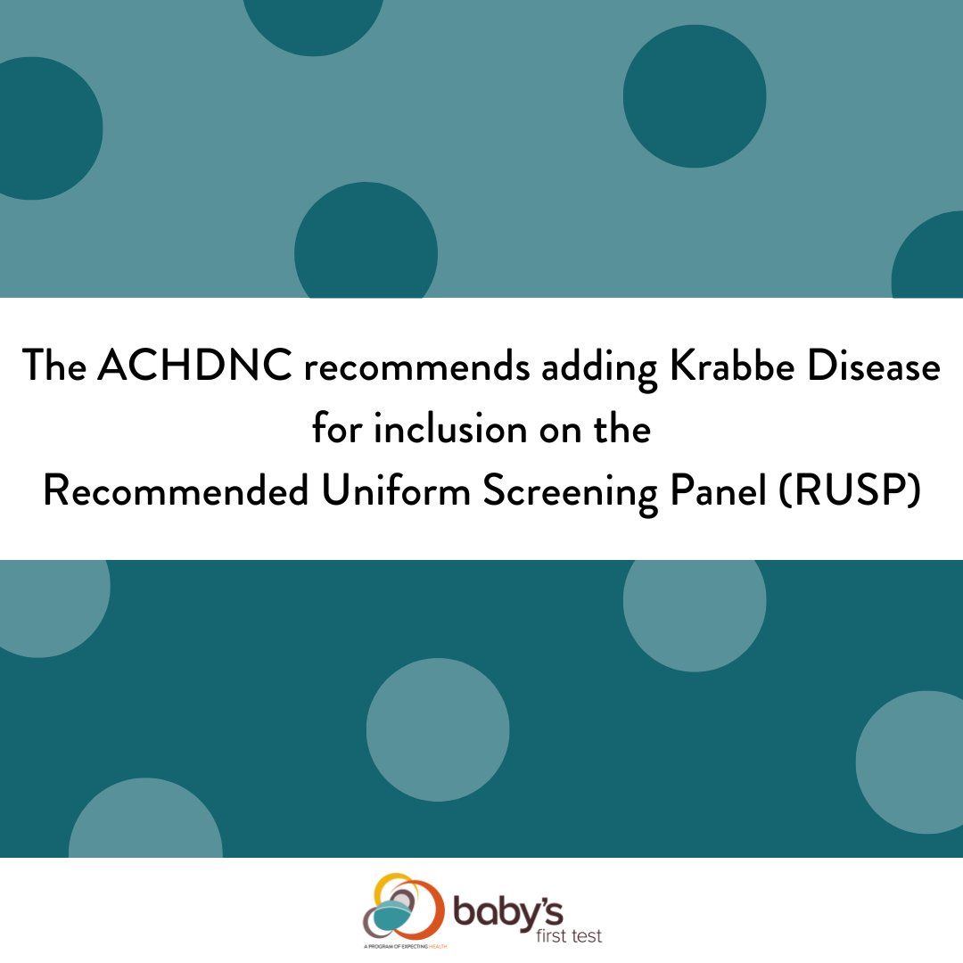 The Advisory Committee on Heritable Disorders in Newborns and Children voted Tuesday, January 30, 2024 to add #Krabbe to the RUSP. This recommendation will now go to the Secretary of HHS for approval. #newbornscreening #NBS #genetics