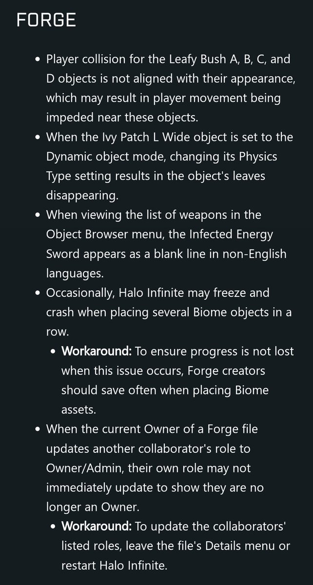 Skisma_'s tweet photo. ATTN FORGERS: The following new issues have been added to 343's "known issues lists" with CU29. Be careful when placing biome objects! #Forge #CU29 #HaloInfinite https://t.co/SOSY3wF0kH