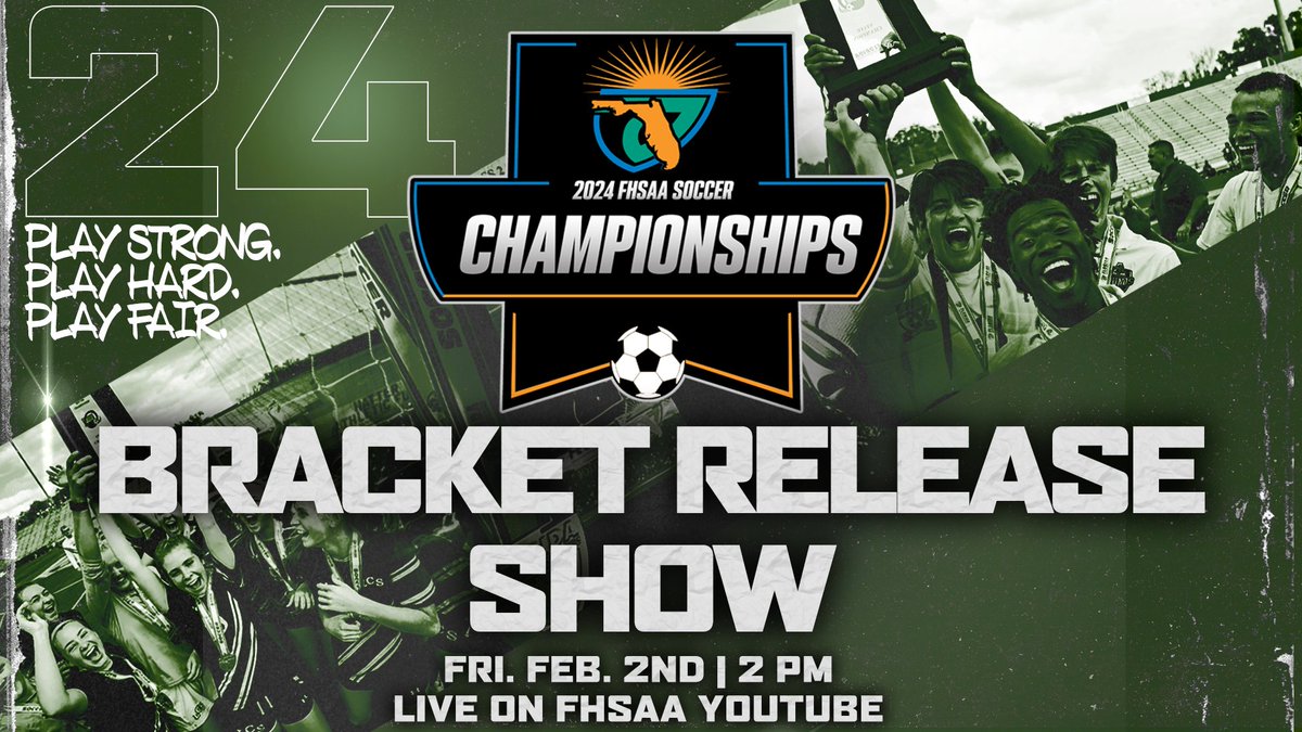 FHSAA's tweet photo. 🎉 Get ready for the ultimate kickoff! 🌟 Join us LIVE on YouTube for the FHSAA Soccer Bracket Release Show this Friday, February 2nd at 2 PM! ⚽️🏆 Brace yourself for the thrill, suspense, and the unveiling of the matchups ! 🔥 Don't miss the action – mark your calendars now! 📅 https://t.co/ThRBeJiaTq