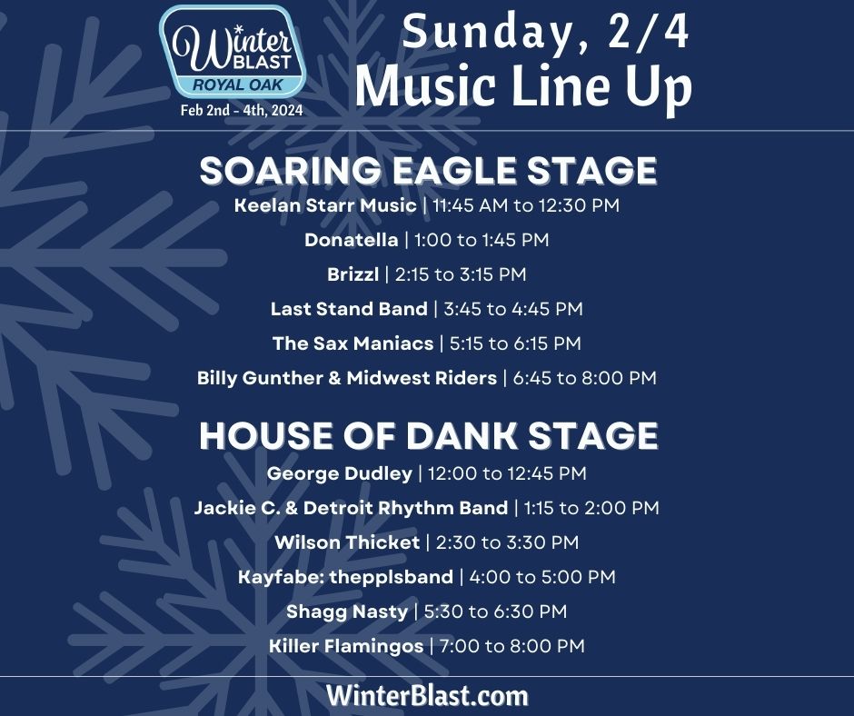 Come stay warm with us this weekend at <a href="/WinterBlast/">Winter Blast Royal Oak</a> - we play Sunday at 2:30 on the <a href="/houseofdankmi/">House of Dank Michigan</a> stage!

#winterblast2024 #winterblastweekend #winterblastroyaloak #downtownroyaloak #TaylorSwift