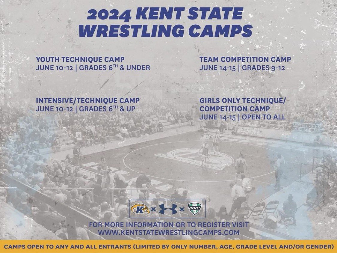 2024 Kent State Wrestling Summer Camp link is live and ready for sign ups! 🦅⚡️ Link is in the Bio along with more information for each camp! #StayGolden x #GoFlashes