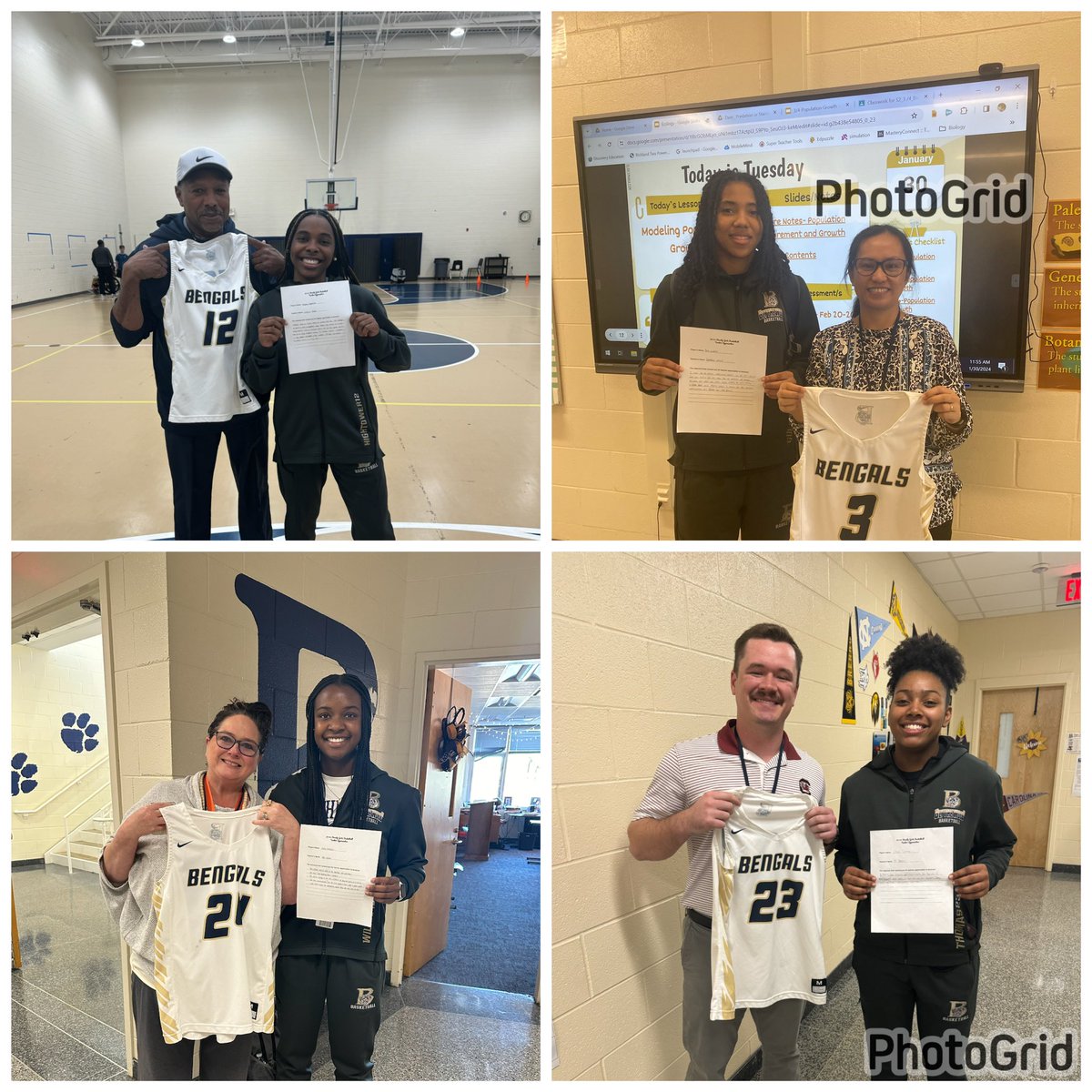 In honor of our Teacher Appreciation Game some of the Blythewood Girls Basketball players presented their favorite teachers with thier jerseys for the day. Your dedication and willingness to go above and beyond have made a significant impact on our work. We are truly thankful.