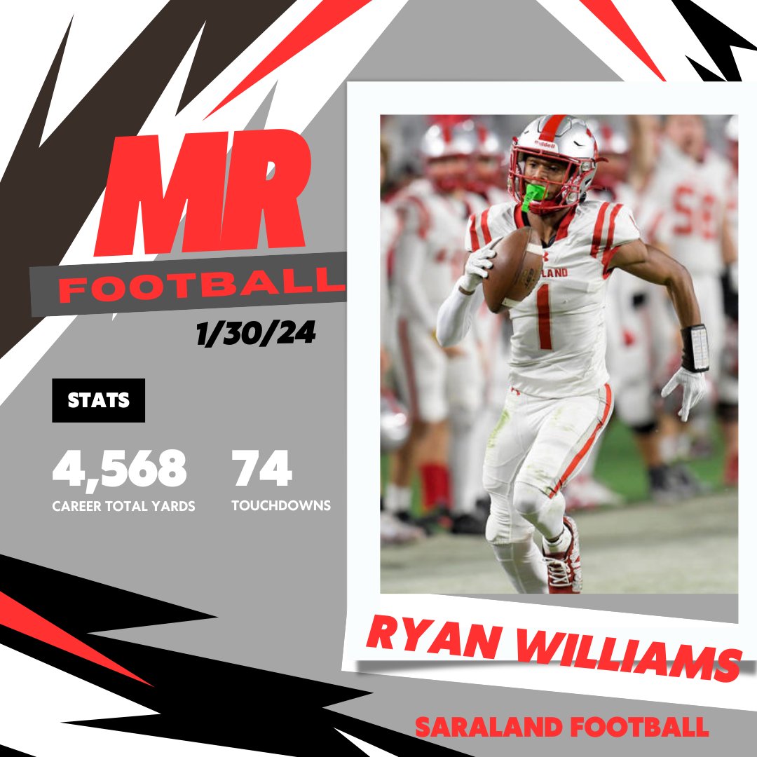 BREAKING NEWS: Saraland WR Ryan Williams is the first two-time Alabama Mr. Football winner.