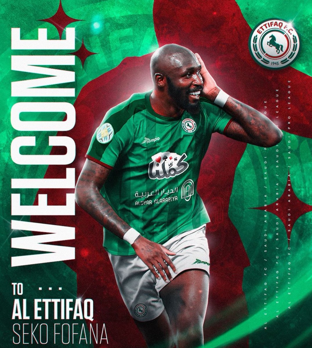 FabrizioRomano's tweet photo. 🚨🟢🔴 Two signings on Saudi Pro League Deadline Day for Steven Gerrard as Seko Fofana completes loan move to Al Ettifaq.

Ettifaq also sign Karl Toko Ekambi, both deals are done. https://t.co/OMCvxwKiii