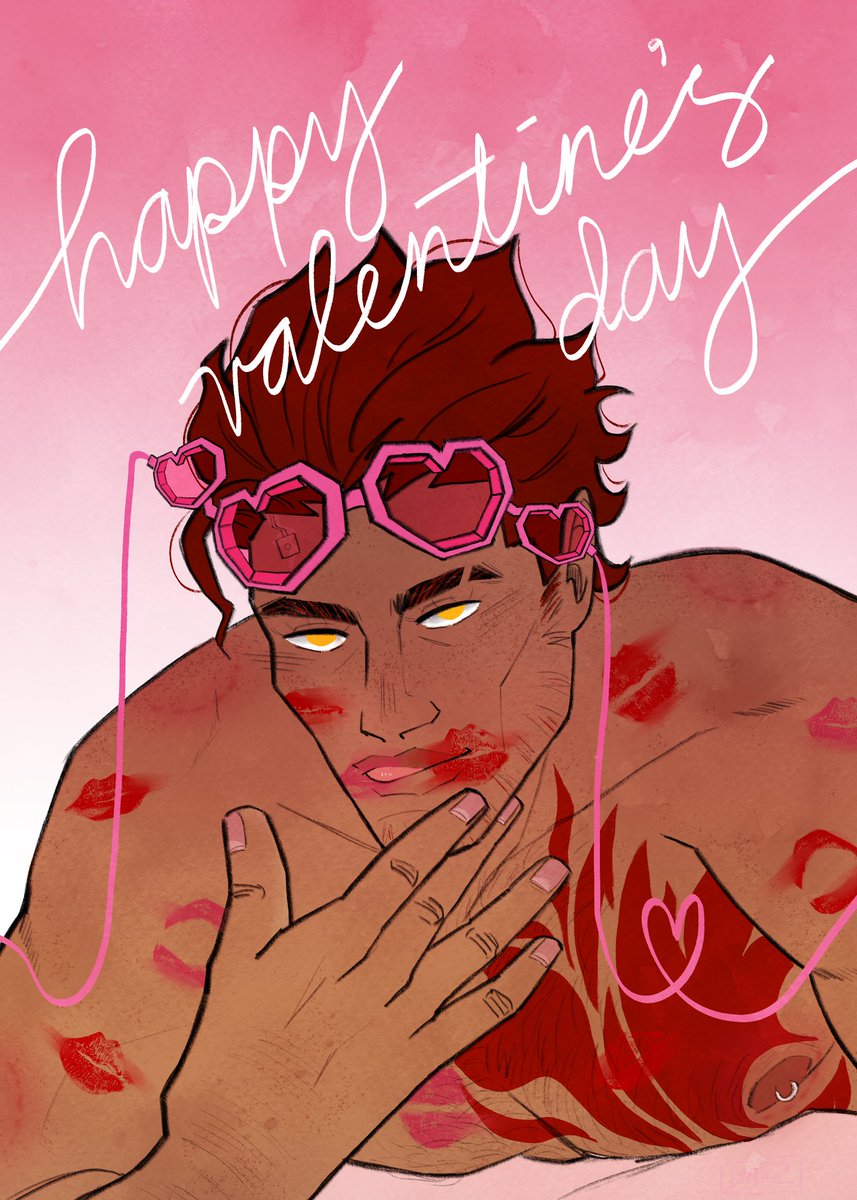 some early valentines thing for everybody 😼 i made it available as cards &amp; print, hoping to get to ya’ll before feb 14th! 🩷 #GabrielOHara

redbubble.com/shop/ap/157807…