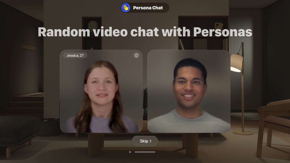 kanethomasDX's tweet photo. Meet other Vision Pro users on Persona Chat. My first Vision Pro app, available Friday. https://t.co/mxRxM2c245