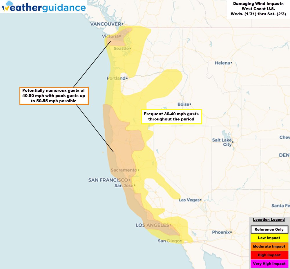 We continue to monitor portions of the West Coast for potential high wind and flash flood impacts as a strong storm system is forecast to impact the region Wednesday through Saturday.

See more details with our interactive map, outlooks, and more at bit.ly/2WPnhGV