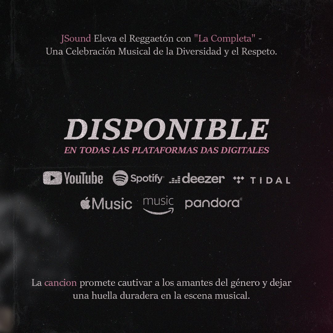 Dilo Récords se complace de anunciar un nuevo lanzamiento musical #LaCompleta del talentoso <a href="/I_Jsoundd/">J sound</a>

La magia de la música urbana sigue vigente con esta nueva canción cargada de mucho sabor y energía como sólo J Sound lo sabe hacer 😎

Disfrútalo en las plataformas musicales