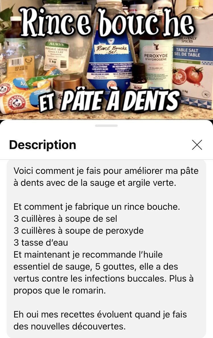 pres_reine's tweet photo. 🦷🪥👄Est ce que vous avez tendance à faire des infections buccal?
Voici une façon d’améliorer sa pâte à dents et un rince bouche fait maison. 🎥 https://t.co/PjJAahmEml
#sauge #peroxyde #sel #argileverte #bicarbonatedesoude
#huiledenoixdecoco #infection #infectiondegencive
Je mets de la sauge partout.. la sauge = celle qui sauve. Même dans un rince bouche normal on peut ajouter des gouttes d’huile essentiel de sauge dedans.