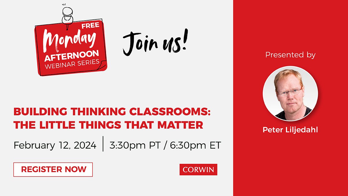 Don't miss out on discovering the small changes that can make a huge impact in your teaching practice! 📚 Join Peter Liljedahl as he unveils the power of micro-moves. Register now for our webinar and transform your classroom! ✨ us.corwin.com/events/webinar…