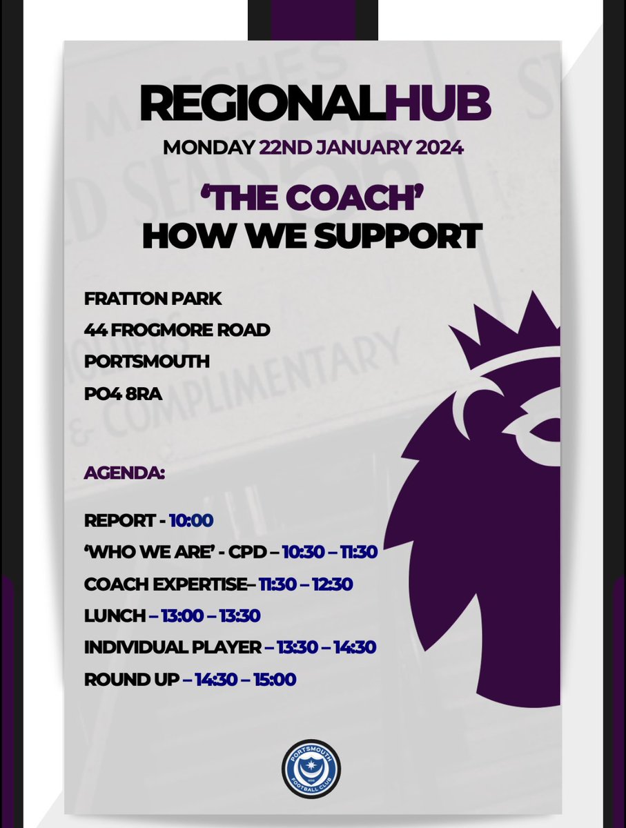 James Barlow (@jamesbarlow77) on Twitter photo ๐๏ธ Regional Hub - โThe Coachโ
HOC <a href="/premierleague/">Premier League</a> workshop
โ๏ธ Detailing our culture and identity at <a href="/Pompey/">Portsmouth FC</a> and how we support coach development.
๐งฉ <a href="/R2Maynard/">Rob Maynard</a> discussing the individual player and our role at <a href="/PompeyAcademy/">Portsmouth FC Academy</a>.
๐ Invaluable dialogue from neighbouring clubs ๐๏ธ Regional Hub - โThe Coachโ
HOC <a href="/premierleague/">Premier League</a> workshop
โ๏ธ Detailing our culture and identity at <a href="/Pompey/">Portsmouth FC</a> and how we support coach development.
๐งฉ <a href="/R2Maynard/">Rob Maynard</a> discussing the individual player and our role at <a href="/PompeyAcademy/">Portsmouth FC Academy</a>.
๐ Invaluable dialogue from neighbouring clubs